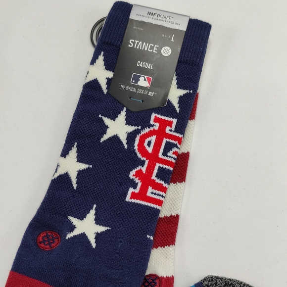 NWT Stance x MLB St Louis Cardinals BRIGADE STL 2 Crew Socks size L 9-13 - Picture 8 of 11